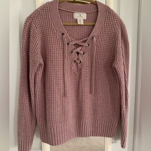 Ruby Moon womens sweater, size medium, lace up neckline